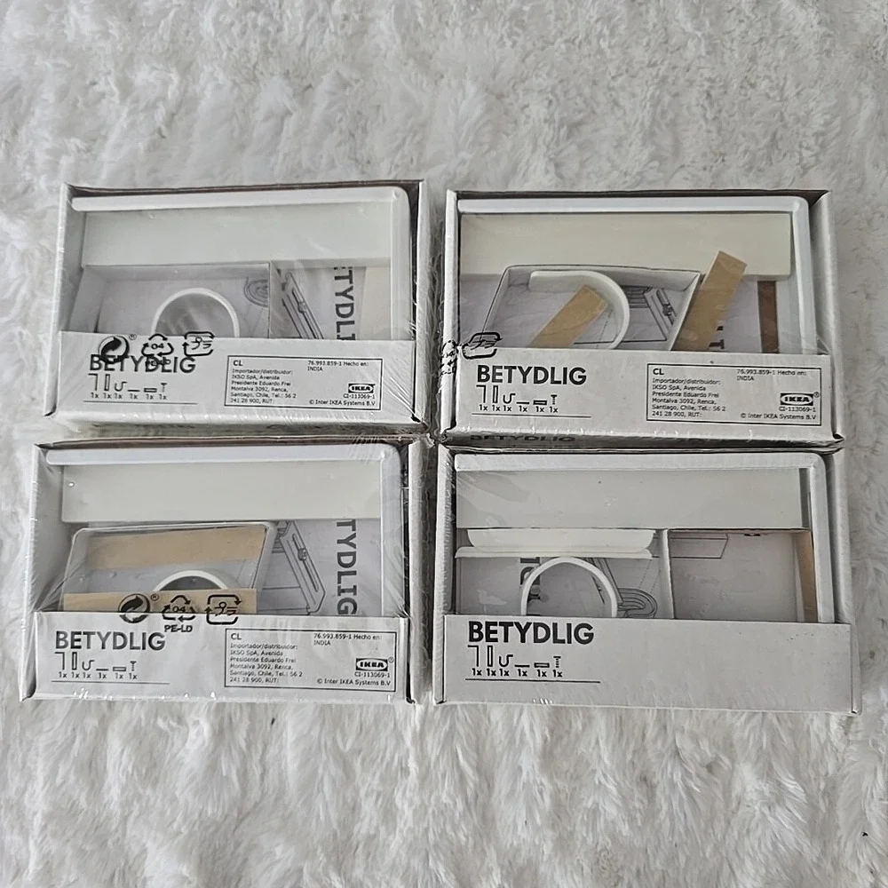 Ikea Betydlig Lot of 4 Curtain Rod Wall Mount Ceiling Hanging Bracket White NEW‎